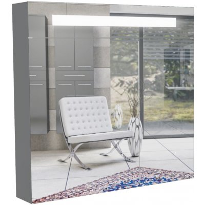 INTEDOOR zrcadlová třídveřová skříňka s integrovaným LED osvětlením R ZS 120 LED 81 Hacienda černá – Hledejceny.cz