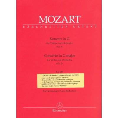 Mozart Concerto in G major No.3, KV 216 for Violin and Orchestra piano reduction – Hledejceny.cz