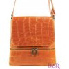 Kabelka Borse In Pelle kožená dámská crossbody kabelka v kroko designu oranžová