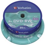 Verbatim DVD-RW 4,7GB 4x, SERL, spindle, 25ks (43639) – Hledejceny.cz