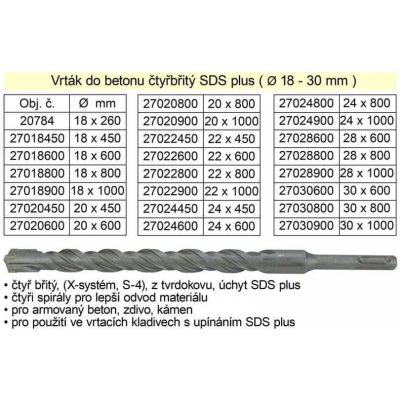 MAGG Vrták do betonu čtyřbřitý SDS plus 28x 800mm – Hledejceny.cz