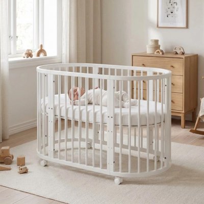 New Baby rostoucí postýlka 3v1 oválná + matrace bílá – Zboží Mobilmania