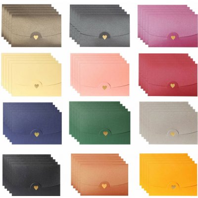 Mini obálky 60 ks – barevné kraft/perleť, srdíčkové uzávěry – Zboží Živě