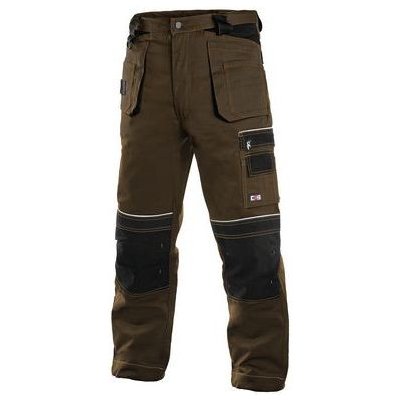 Canis CXS Pánské montérkové kalhoty s reflexními prvky hnědé/černé – Zboží Mobilmania