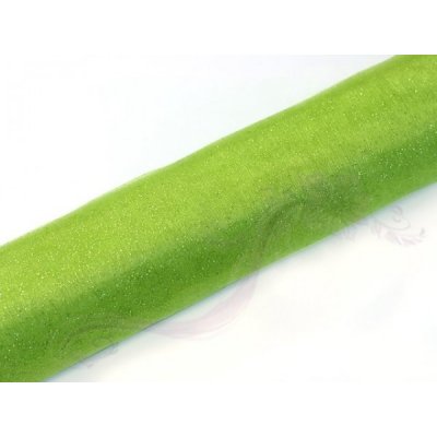 Paris Dekorace Organza třpytivá, krystalicky jasná zelená, šířka 16 cm, návin 9 m – Zboží Dáma