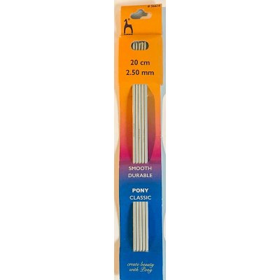 Pony ponožková jehlice PONY, hliníková, 5 kusů, délka 20cm, velikost 2,5mm – Zboží Mobilmania