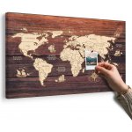Obraz na korku mapa na dřevě - 90x60 metallic – Hledejceny.cz