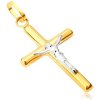 Přívěsky Šperky Eshop Přívěsek ze 14K zlata lesklý latinský kříž, ukřižovaný Kristus v bílém zlatě GG05.30