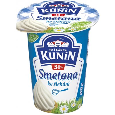 Mlékárna Kunín Smetana ke šlehání 31% 375 g – Zboží Dáma