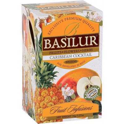 Basilur Fruit Caribbean Cocktail balení čajů porce přebal 25 x 1,8 g