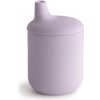 Dětská láhev a učící hrnek Mushie silikonový hrneček s pítkem Soft Lilac 175 ml