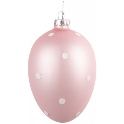 Růžové závěsné skleněné vajíčko s puntíky Egg Dots - Ø 8*12 cm – Hledejceny.cz