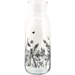Clayre & Eef Skleněná karafa s květinami Flora And Fauna - 9 x 25 cm / 1000 ml – Hledejceny.cz