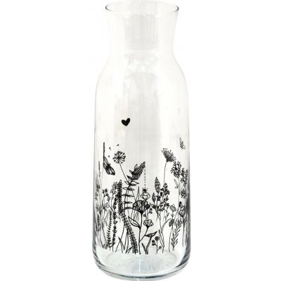 Clayre & Eef Skleněná karafa s květinami Flora And Fauna - 9 x 25 cm / 1000 ml – Hledejceny.cz