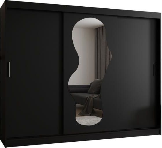 DobreSny Ultra s posuvnými dveřmi a zrcadlem 250 cm černá