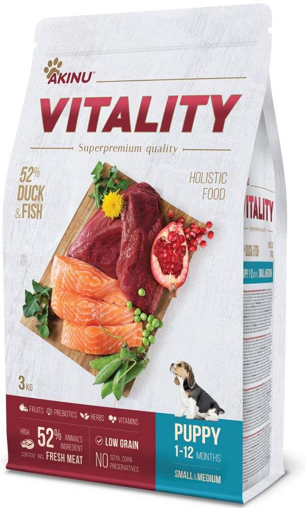 Akinu Vitality dog Puppy small/medium duck & fish 3 kg