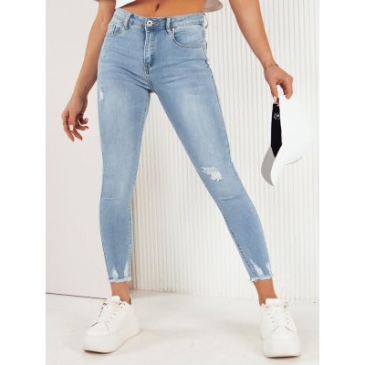 DStreet Dámské džíny s dírami AURAN modré šedá – Sleviste.cz