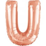 Písmeno U růžovo zlaté foliový balónek 86 cm