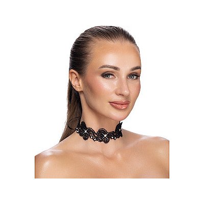 Cotelli Choker Black, krajkový obojek – Zboží Dáma