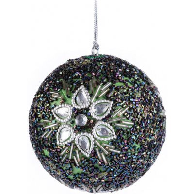 decoDoma Vánoční ozdoba s korálky lahvově zelená 10 cm assort – Hledejceny.cz