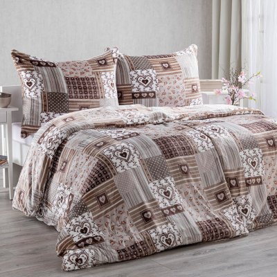 decoDoma povlečení z mikroplyše PATCHWORK béžový 140x200 70x90 – Hledejceny.cz