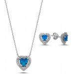 Olivie stříbrná sada AKVAMARÍNOVÉ SRDCE 7806 – Zboží Dáma