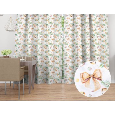 Biante Vánoční dekorační závěs PML-039 Baňky a zvonečky 145x170 cm – Hledejceny.cz