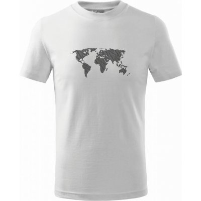 Mapa světa otisk tričko dětské bavlněné bílá – Zboží Mobilmania