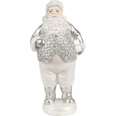 Clayre & Eef Bílo-stříbrná dekorace figurka Santa Claus - 8*6*16 cm – Hledejceny.cz