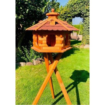 Darlux Ptačí budka dřevěná velikost L červená včetně stojanu – Zboží Mobilmania