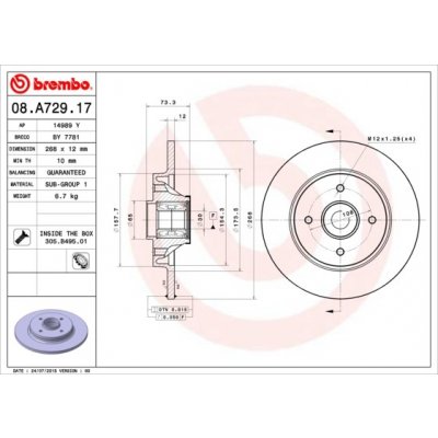 BREMBO Brzdový kotouč 08.A729.17 – Sleviste.cz