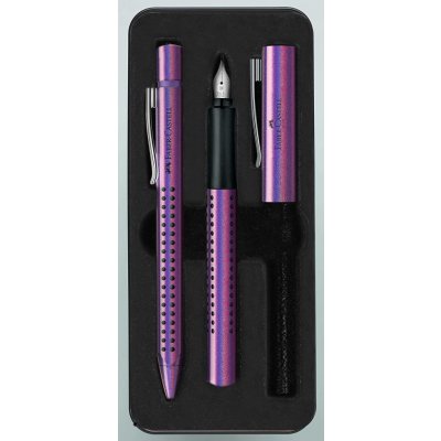 Faber Castell 201534 Grip dárková sada plnícího a kuličkového pera fialová 3 ks – Zboží Mobilmania