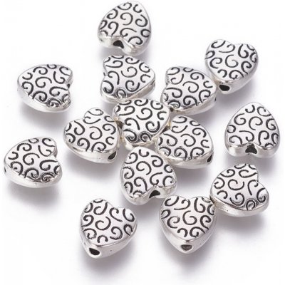 Srdce s ornamenty - starostříbrné - 9 x 9 x 4 mm - 1 ks – Sleviste.cz