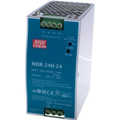 Průmyslový zdroj Mean Well NDR-240-24, 24V=/240W spínaný na DIN lištu – Zboží Mobilmania