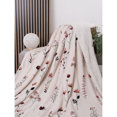 MKLuzkoviny.cz Beránková deka mikroplyš Exclusive Vlčí máky béžové 220x200 – Sleviste.cz
