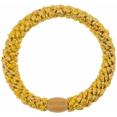 KKNEKKI Gumička do vlasů Kknekki Metalic Gold, žlutá barva, zlatá barva, textil – Zboží Dáma