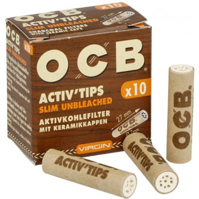 OCB cigaretové filtry virgin activ tips slim 7 mm charcoal 10 ks – Zboží Dáma