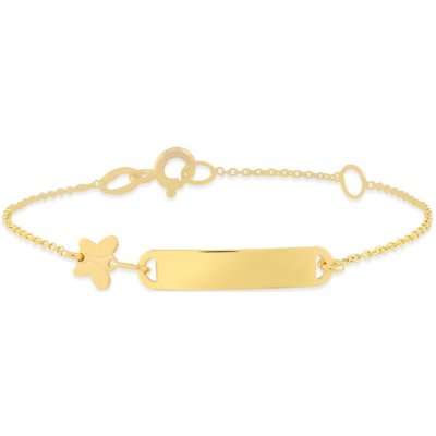 Lillian Vassago zlatý náramek s destičkou a motýlem LLV59-GB024 – Zboží Mobilmania