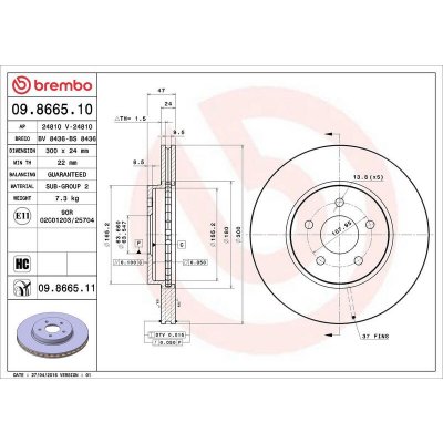 Brzdový kotouč BREMBO 09.8665.11 – Sleviste.cz