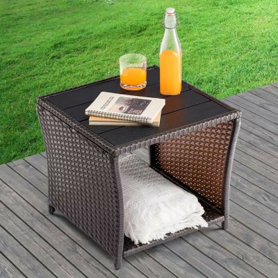 Casaria Polyratanový odkládací stolek Vedis 45x45x40cm hnědá – Hledejceny.cz