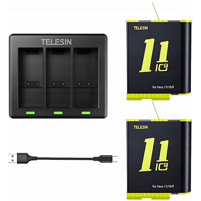 Telesin 3-slot nabíječka + 2 baterie set pro GoPro Hero 9/10/11 TEL179803 – Zboží Živě