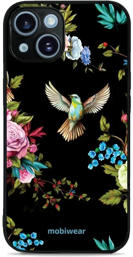 Pouzdro Mobiwear Glossy Apple iPhone 14 - G041G - Ptáček a květy