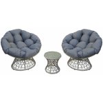 Radar Swivel Set lounge nábytku, 3 díly, hliník, PE ratan, polyester, tvrzené sklo, šedá – Zboží Dáma