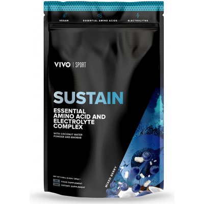 SUSTAIN Kokosová voda v prášku s Elektrolyty komplex BCAA + EAA, VIVO Life : Mixed Berry 280 g