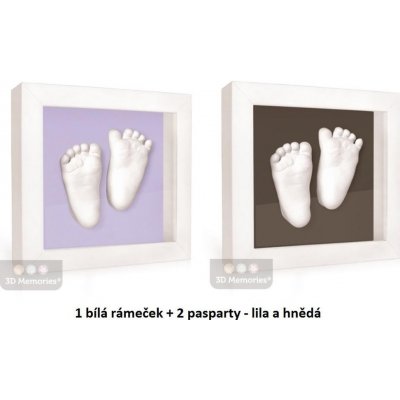 3D Memories odlévací sada baby pro 3D odlitek otisk ručiček a nožiček s hlubokým bílým rámečkem lila tmavě hnědá pasparta – Zboží Mobilmania