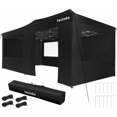 tectake 406773 skládací pavilon viola 3x6 m, hliník, 6 bočních dílů černá – Sleviste.cz