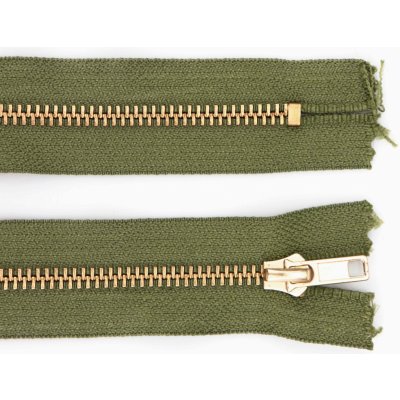 Kovový mosazný zip nedělitelný 18 cm, Ø 6 mm khaki – Zboží Mobilmania