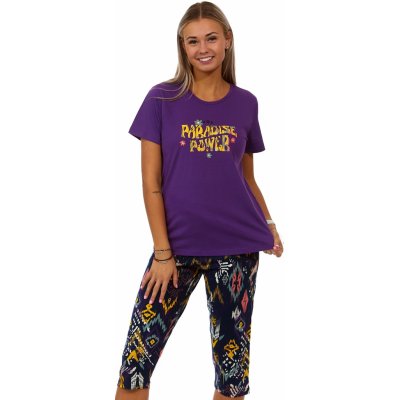 Fialové i barevně grafitové dámské pyžamo Capri 1B1716 – Zboží Mobilmania