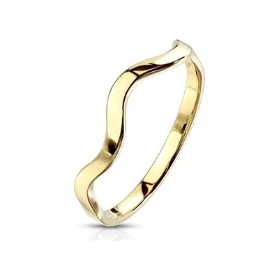 Šperky4U Zlacený ocelový prsten vlnka OPR1758GD – Hledejceny.cz