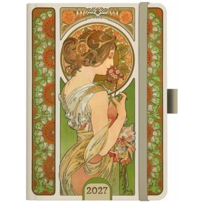 Alfons Mucha A5 Denní 2027 Zelený – Zboží Živě